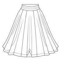 Pleated skirt outline icon in format, ideal for fashion design and apparel-related projects. vector