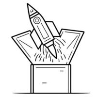 outline icon of a launch rocket, ideal for space exploration and technology designs. vector
