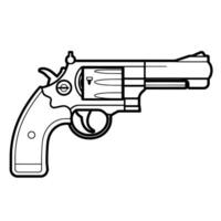 outline icon of a revolver. Ideal for security-themed designs and firearm illustrations. vector