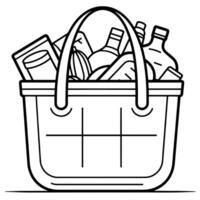 Minimalist icon of a supermarket basket, ideal for grocery designs. vector