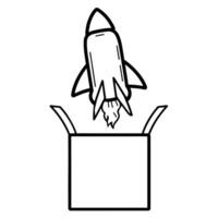 outline icon of a launch rocket, ideal for space exploration and technology designs. vector