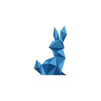 Low Poly Rabbit Blue vector