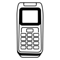 Payment terminal outline icon in format, perfect for financial and transaction-related design projects. vector