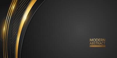Abstract background with glitter and golden lines glowing dots golden combinations. vector