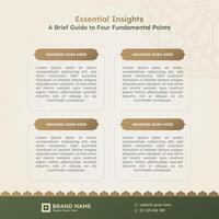 Islamic Infographic Design Template with Arabic Design Elements and 4 Data Points Options vector