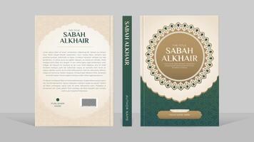 Islamic Book Cover Template Design with Arabesque Arabic Pattern and Design Elements vector