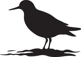 Sandpiper Silhouette Illustration White Background vector