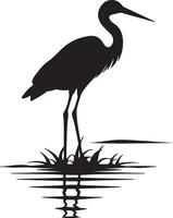 Stork Silhouette Illustration White Background vector