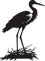 Stork Silhouette Illustration White Background vector