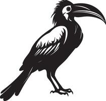 Hornbill Silhouette Illustration White Background vector