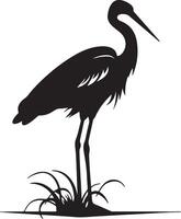 Stork Silhouette Illustration White Background vector