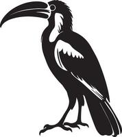 Hornbill Silhouette Illustration White Background vector