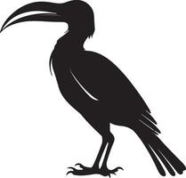 Hornbill Silhouette Illustration White Background vector