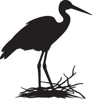 Stork Silhouette Illustration White Background vector