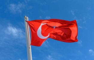 Turkey flag against the spring sky 17 photo