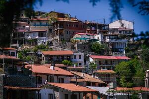 view of a mountain village in Cyprus photo