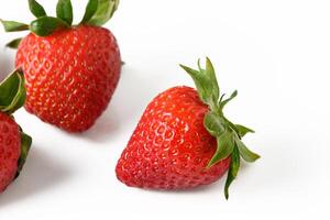 Strawberry isolated. Strawberries with leaf isolate. Whole and half of strawberry on white. Strawberries isolate. Side view strawberries set.1 photo