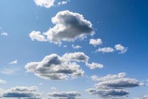 blue sky with clouds and sun reflection.The sun shines bright in the daytime in summer 5 photo