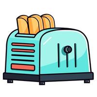 A thin outline icon of a toaster with bread, suitable for kitchenware graphics or breakfast themed designs. vector