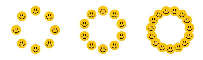 Happy smile face circle frame. Smiley emoji round border vector