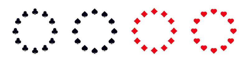 Poker card circle frame.Gambling round border vector