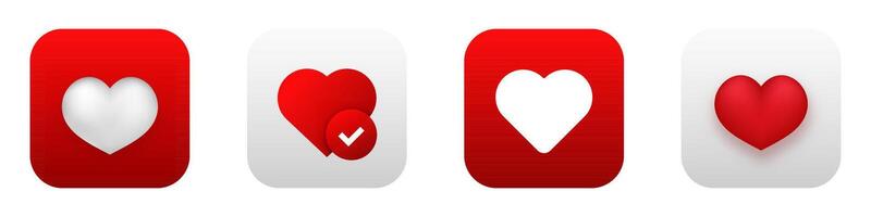 Heart health mobile app 3d modern icon. Love heart phone application icon vector