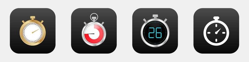 Timer mobile app 3d modern icon. Stopwatch clock phone application icon vector