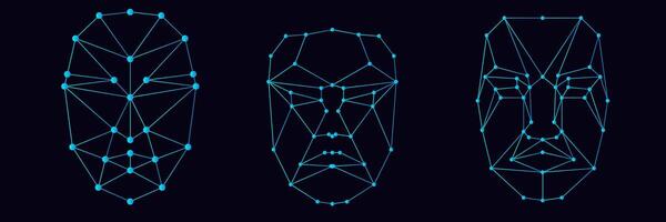 Human face 2d digital biometric abstract id grid vector