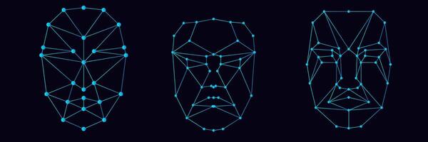 humano cara 2d digital biométrico resumen carné de identidad cuadrícula vector