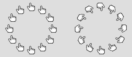 Finger click circle frame. Hand mouse pointer round border vector