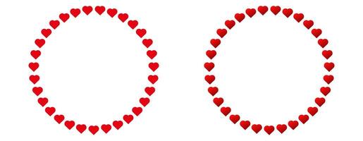 Love heart circle frame. Heart round border design vector