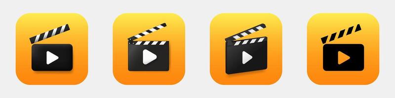 montage mobile app 3d modern icon. Movie making new phone application icon vector