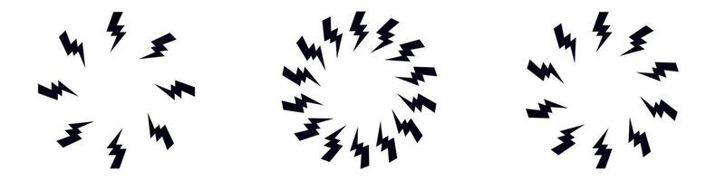 Bolt zap circle frame.Flash lightning round border vector