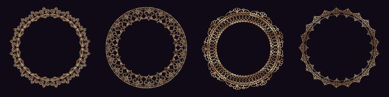 golden decorative ornate round circle frames vector