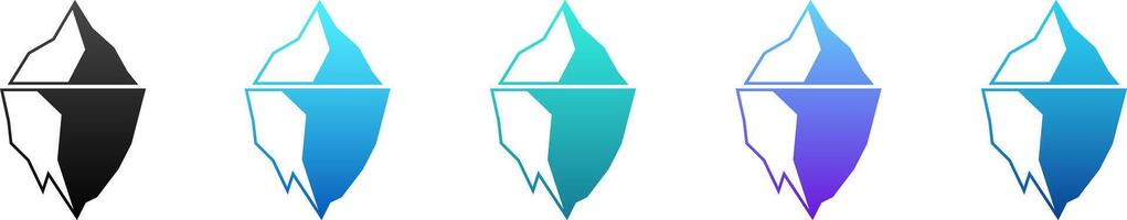 Iceberg silhouette gradient icon set. Ice berg vector
