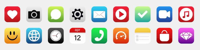 Skeuomorphism mobile app 3d modern icon. Modern phone application icon vector