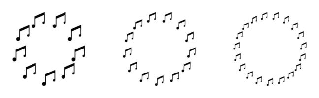 Music note circle frame. Sound round border vector