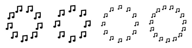 Music note circle frame. Sound round border vector