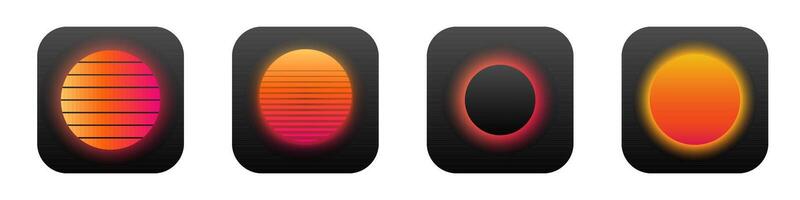 Abstract artistic mobile app 3d modern icon. Retro sunset style phone application icon vector