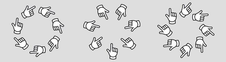 Finger mouse pointer circle frame. Click here round border vector