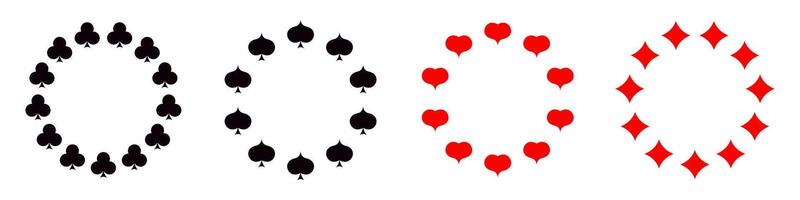 Poker circle frame. Card gambling round border vector