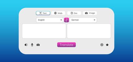 online translate app interface design. Web translator window vector