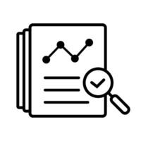 Assess line icon, review audit risk icon. Concept of find internal vulnerable bill or data research and survey. vector