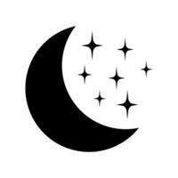 Crescent moon with stars icon on white background. Night icon. Crescent moon icon. Minimalist style. vector