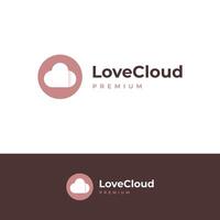 love cloud logo concept with negative space style and simple vector