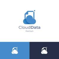 cloud data logo concept, cloud paper logo, document cloud logo design illustration vector