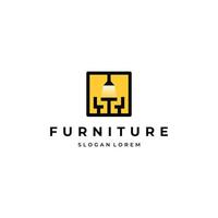 Furniture and interior in frame logo design on isolated background vector