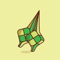 Ketupat islamic food for eid mubarak simple cartoon illustration Islamic holiday concept icon isolated vector