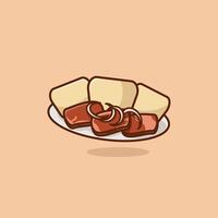 Kazakh beshbarmak boiled meat with noodels simple cartoon illustration Islamic holiday concept icon isolated vector