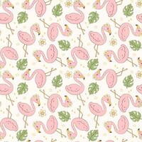 Retro Flamingo Summer Seamless Pattern Playful Groovy Repeat background Design vector